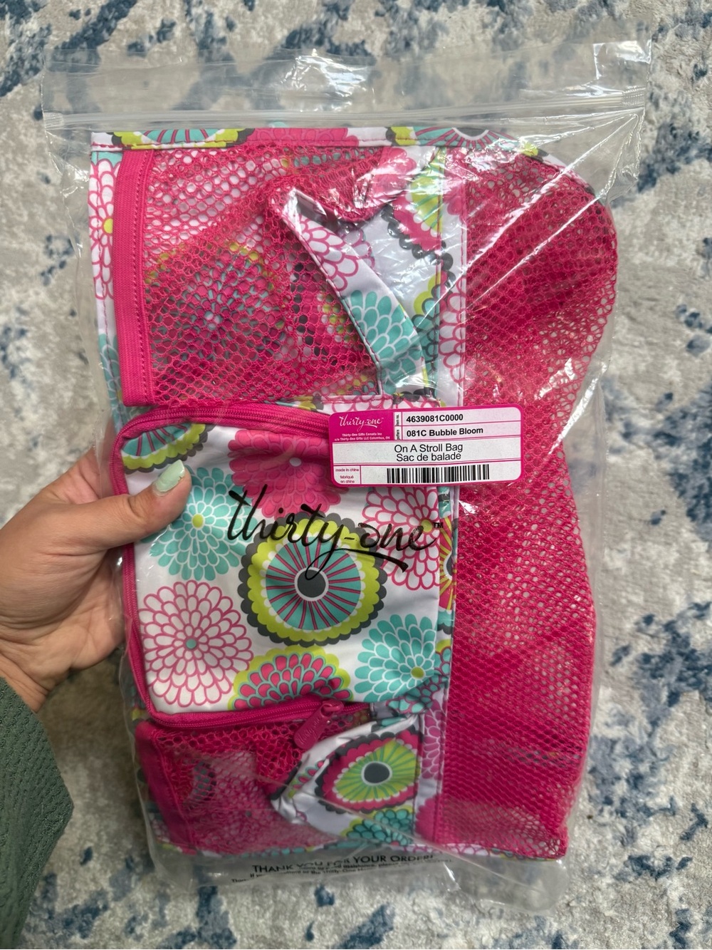 NWT thirty-one Bubble Bloom Pink Floral Stroller Organizer